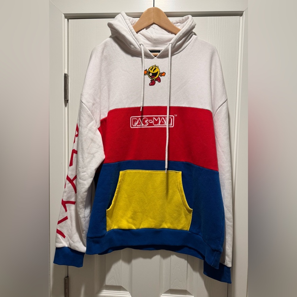 Pac-Man Atari Hoodie for Men - Red, Blue, Yellow, and White